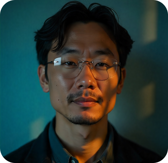 men with framless glasses