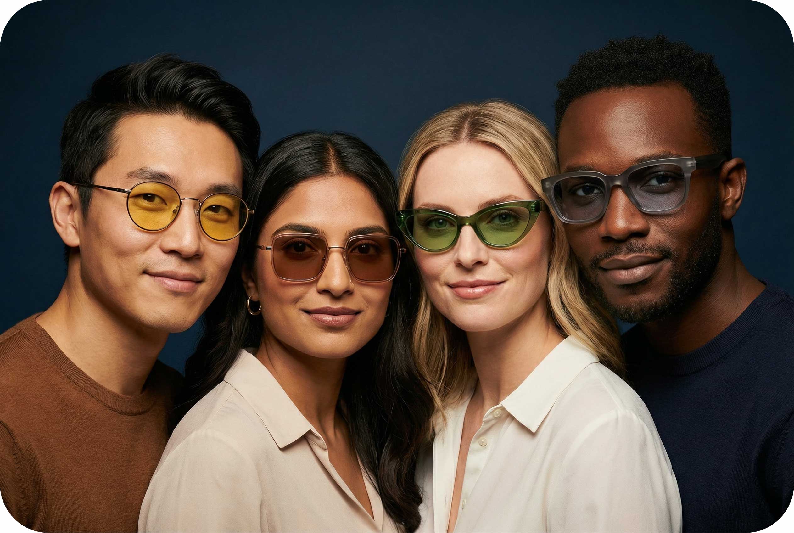 Group of people wearing medical filter Tokai lenses